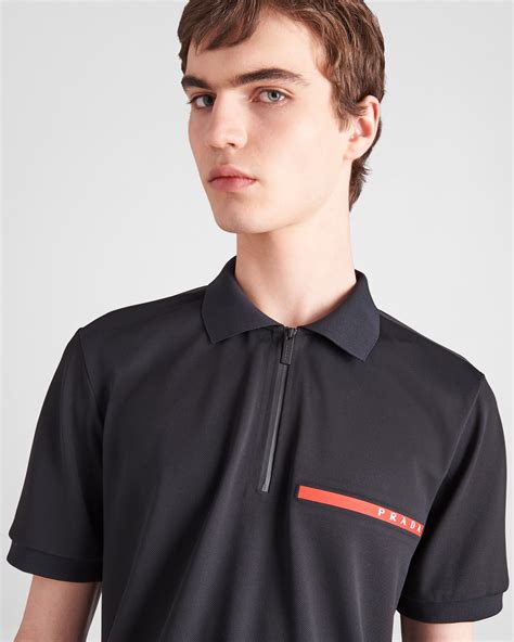 polo prada rossa|Black Piqué Polo Shirt .